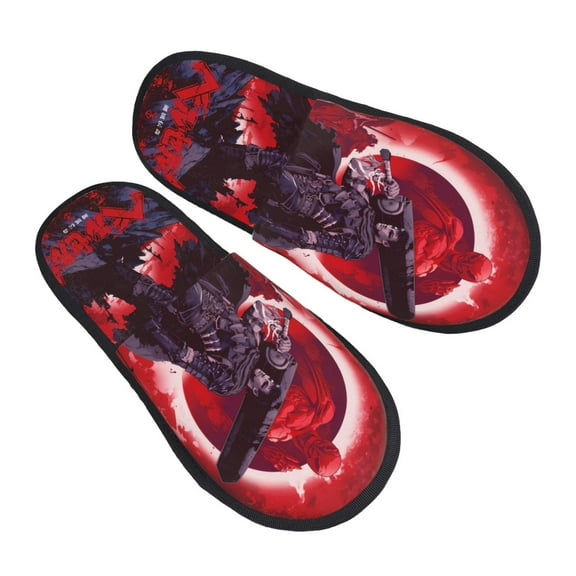 Anime Berserk Furry Slippers For Men Women Fuzzy House Slippers Winter Anti-Slip Indoor And Outdoor Slip On Shoes Medium