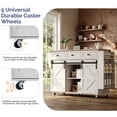 thumbnail image 3 of Ktaxon Mid-Century Modern Kitchen Island Cart with Storage, 47.2" Rolling Kitchen Storage Island on Wheels with 3 Drawers, Farmhouse Island Table with Spice Rack & Drop Leaf, White, 3 of 11