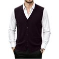 thumbnail image 3 of Atkumj Men's Sweater Vests Trendy Solid Color Button Down Knit Vest with Front Pockets Casual Comfortable V Neck Sleeveless Sweater Vest 3XL, 3 of 8