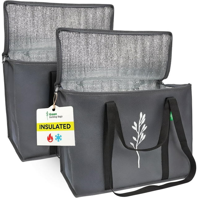 Bolsas Térmicas para Compras Green Bulldog Paquete de 2 Gris 16x9x13 cm