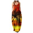 thumbnail image 1 of asdoklhq Womens Plus Size Clearance Dresses,Women Casual Plus Size Print O-Neck Sleeveless Pocket Maxi Long Dress, 1 of 6