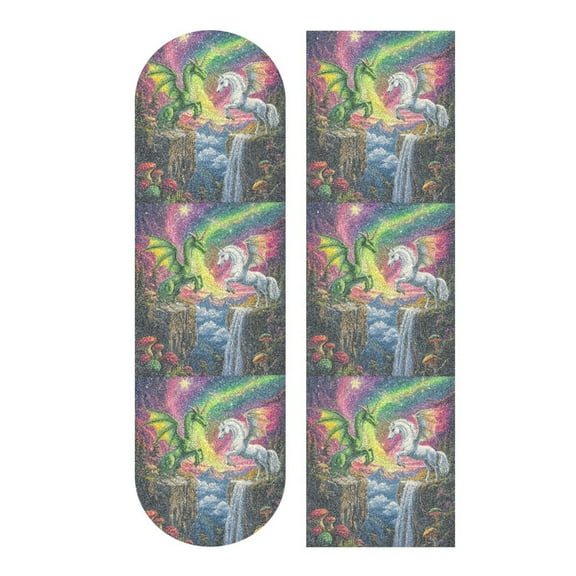 33.1" x 9.1" Tape Skateboard Scooter Grip Tape Skateboard Griptape Sheet Green Dragon and White Unicorn