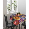 thumbnail image 4 of Boho Blue Flower Suqare Tablecloth - 60 x 60 Inch, Spring Bohemia Chic Red Yellow Floral Waterproof & StainResistant Tablecloth, Washable Oil-proof Table Cover for Dining/Party/Wedding/Camping/Buffet, 4 of 9