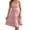 Pink, variant on Womens Dresses Summer Women's Sleeveless Square Neck Tiered Ruffle Smocked Waist Casual Summer Dress Spaghetti Strap Sleeveless Mini Solid Black L