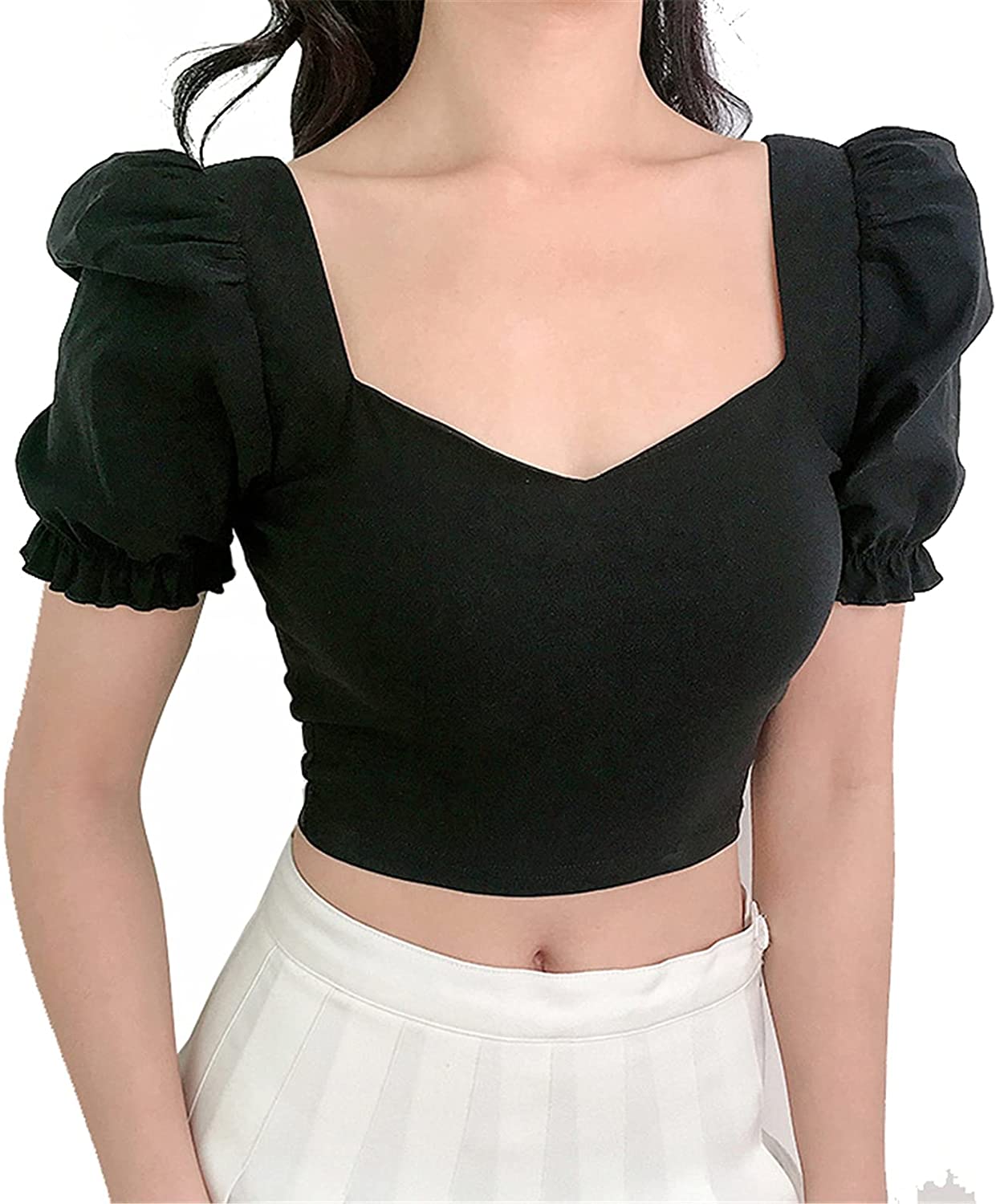 Women's Short Sleeve Square Neck Crop 