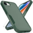 thumbnail image 1 of KOMI iPhone 16E Case: Dual Layer Protective Heavy Duty Cell Phone Cover Shockproof Rugged with HD Screen Protector - Military Protection Bumper Tough - Apple iPhone 16E / SE 2025 / SE4, Dark Green, 1 of 5
