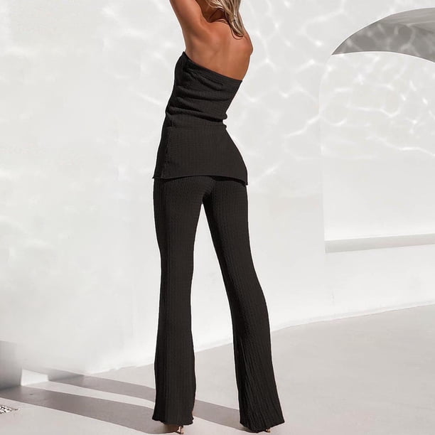 Conjunto de pantalones Cgtredaw de pernera ancha con pliegues en la parte superior sin tirantes
