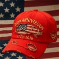 thumbnail image 7 of 250th Anniversary Distressed Denim Baseball Cap Embroidered Patriotic Adjustable, 7 of 7
