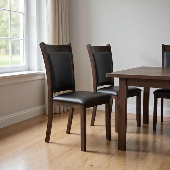 Topcobe Dining Chairs Set of 2 Faux Leather Upholstered Kitchen Side Chairs with Padded Seat, Modern Furniture for Indoor-Gray