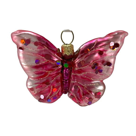 Purple Butterfly Polish Glass Christmas Tree Ornament Decoration Made in Poland