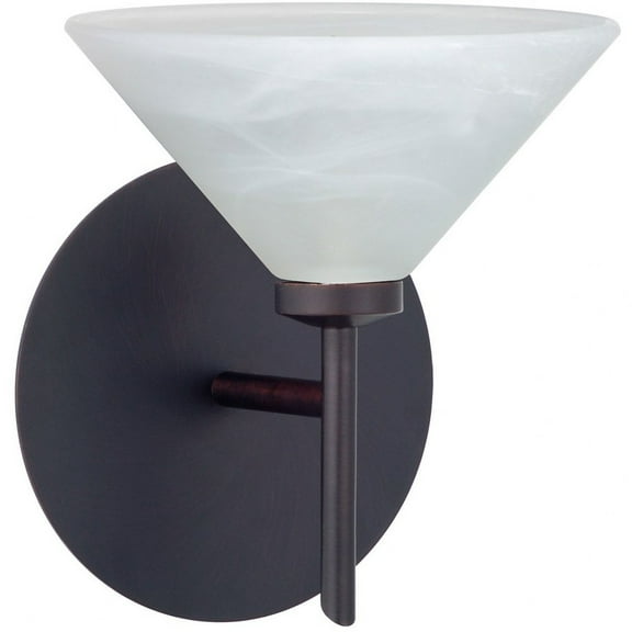 1SW-117652-LED-BR Besa Lighting Kona-One Light Mini Wall Sconce-5.5 Inches Wide by 6.5 Inches High-Bronze Finish-Marble Glass Color-LED Lamping Type