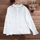 thumbnail image 5 of Tops de encaje para mujer,Blusa de encaje para mujer, cuello redondo, manga larga, botones, mezcla de poliéster, ropa informal para el hogar o la oficina, sopatenor, 5 of 9