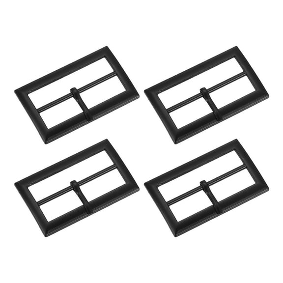 4Pack Belt Buckle, 1.38" Single Prong Rectangle Centre Bar Buckles, Matte Black