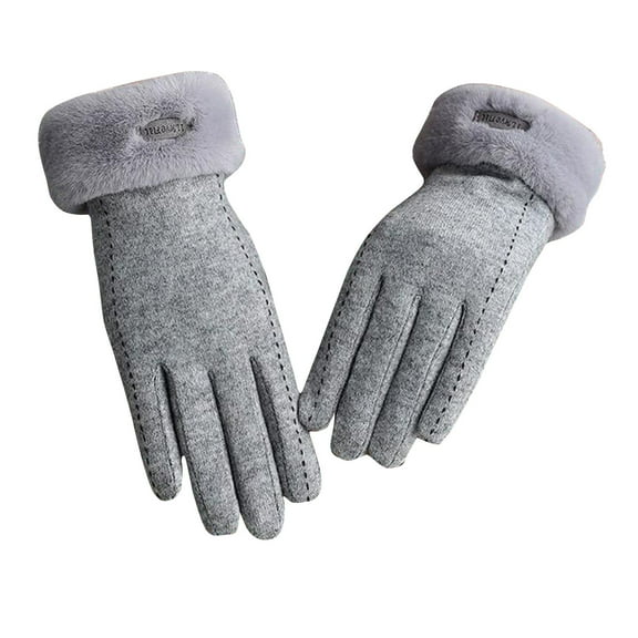 qolati Knit Gloves for Women Winter Faux Fur Warm Driving Gloves Soft Touchscreen Texting Gloves Windproof Gloves Cold Weather Gift Thermal Elastic Mittens
