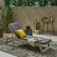 thumbnail image 2 of Cullen Outdoor Acacia Wood Chaise Lounge and Cushion Set, Light Gray and Dark Gray, 2 of 10