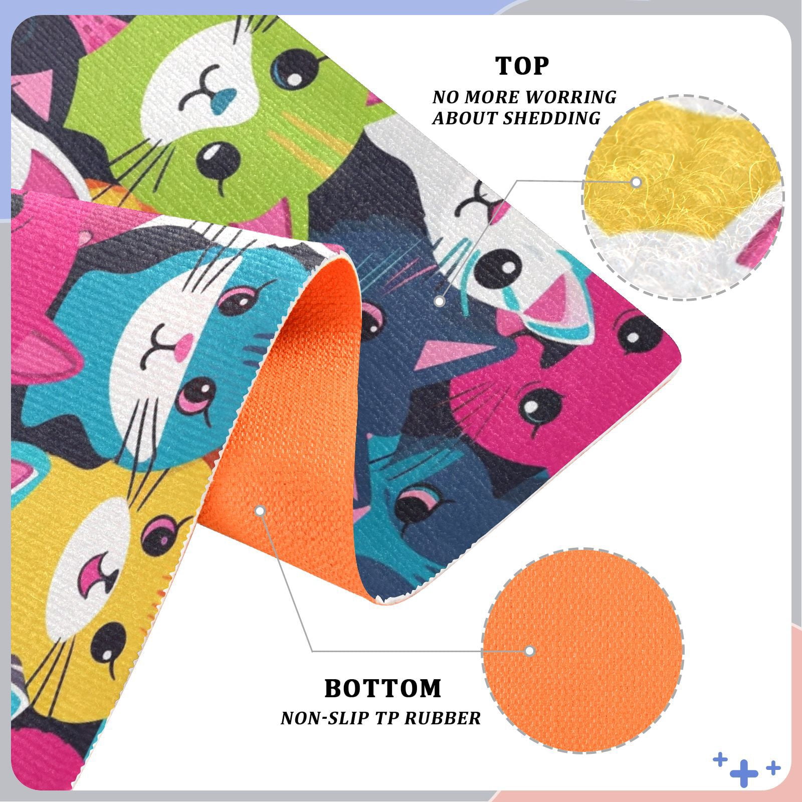 JSTEL Colorful Cat Kitten Front Door Mat Outside Entrance 32x20 Inch Doormat for Outdoor Indoor Washable Non Slip Floor Mats