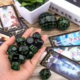 thumbnail image 3 of GFDYREE 15 Pcs Complete Polyhedral Dice Set D3-D100 Game Dice with a Leather Drawstring Storage Bag for Role Playing Table Games(Black & Green), 3 of 7
