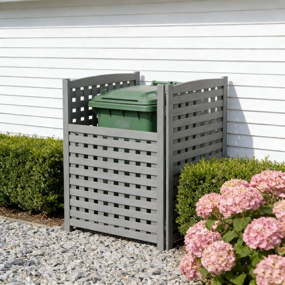 Fehomix 3-Panel Solid Wood Privacy Screen for AC Unit, 32” W x 38” H Outdoor Air Conditioner Fence with Optimized Airflow, Trash Bin & Pool Pump Enclosure for Patio Garden