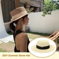 thumbnail image 2 of Sonducket Sombrero de paja de verano de ala ancha, informal, transpirable, para acampar, pescar, viajar, playa, moda, tapa plana, gorra protectora solar Sombreros Beige Negro NO2 Sonducket AP012495-02, 2 of 6