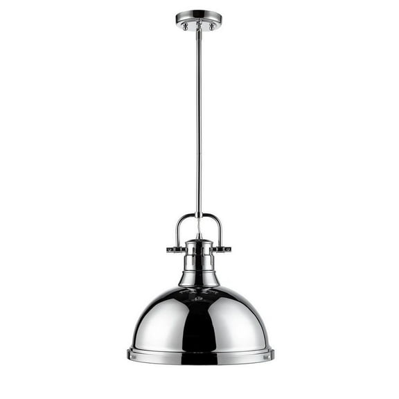 1 Light Rod Pendant in Classic Style 14.63 inches High By 14 inches Wide-Chrome Finish-Chrome Shade Color Bailey Street Home 170-Bel-4159643
