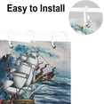 thumbnail image 5 of Nautical Octopus Shower Curtain Ocean Animal Sailboat Ship Sea Wave Bathroom Window Decor Set with Hooks Waterproof Polyester Fabric Machine Washable 72x72 inch, 5 of 6