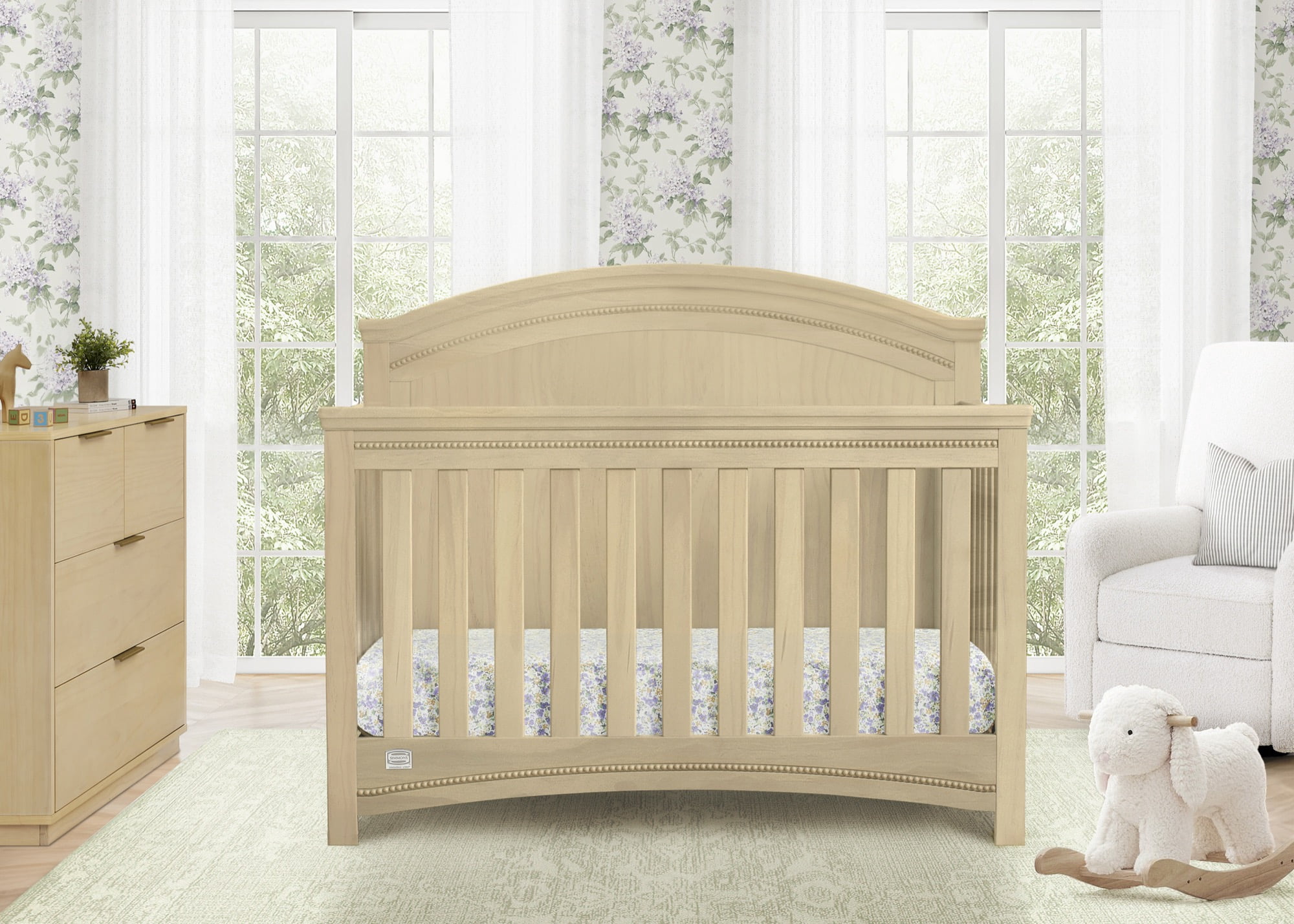 Simmons Kids Emma 4-in-1 Convertible Baby Crib - Greenguard Gold Certified, Natural Sandstone