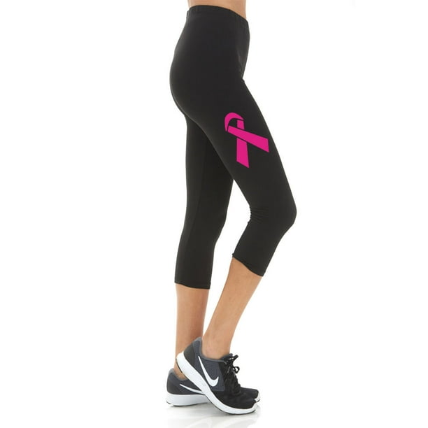 iZZYZX Women's Breast Cancer Ribbon Printed Cropped CAPRI Leggings