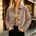 thumbnail image 3 of Tqcoqu Suede Jackets for Women,2026 Casual Button Down Cropped Jacket,Fall Long Sleeve Outerwear Coats Work Office Clothes, 3 of 4