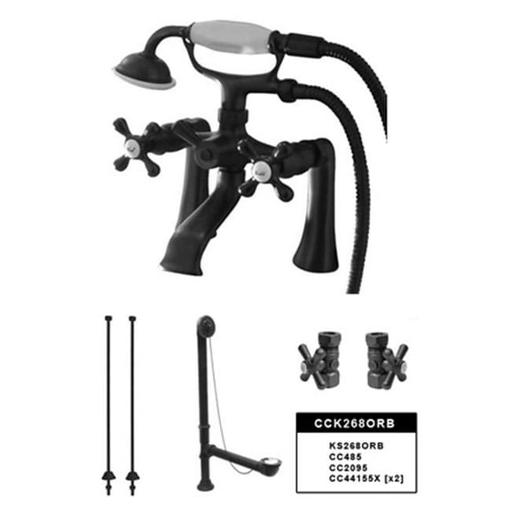 Kingston Brass Vintage Deck Mount Clawfoot Tub Faucet Package in Oil Rubbed Bronze
