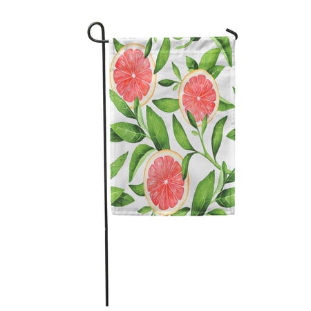 SIDONKU Green Border Hand Watercolor Grapefruits Pattern on Yellow Branch Garden Flag Decorative Flag House Banner 12x18 inch