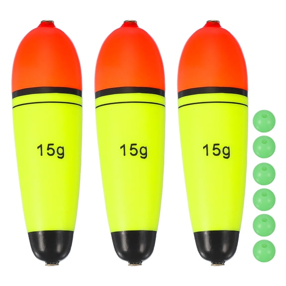 Fishing Slip Bobbers, EVA Foam Bobbers Slip Floats with Fish Beads, 0.5 oz Floatage & 3 Pcs & Red/Yellow -Fitting for Perch Carp