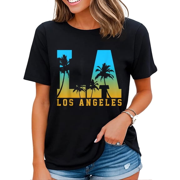 Funny Los Angeles California Gift T-Shirt for Women Black Small