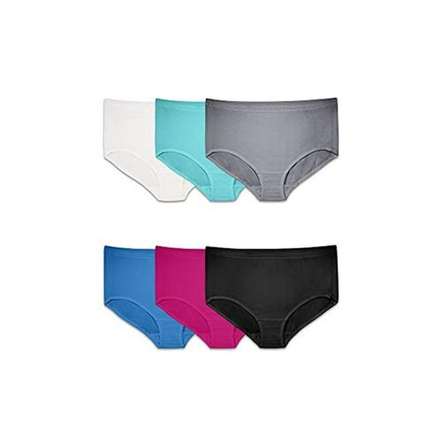 WOMENS PLUS FIT FOR ME BREATHABLE MICRO-MESH BRIEF PANTY, 6 PACK, 11, ASSORTED