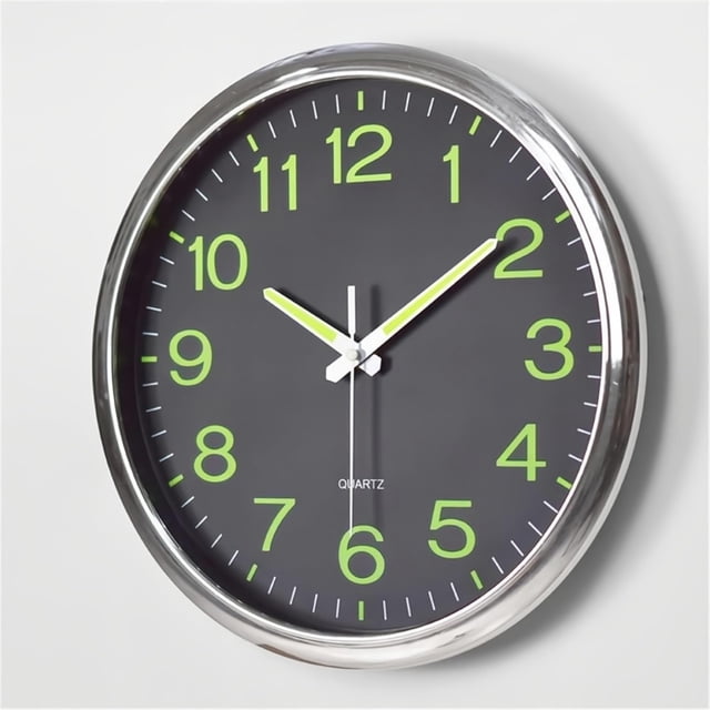 Reloj de pared AERFAS con luz nocturna de 30 cm de diámetro, silencioso, no hace tictac