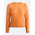 thumbnail image 5 of Free Assembly Women's and Women's Plus Cashmere Cable Knit Sweater with Puff Sleeves, Midweight, Sizes XS-4X, 5 of 5