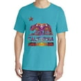 thumbnail image 2 of Wild Bobby, California Republic Bear Logo Retro Mandala Mosaic, Streetwear, Garment-Dyed Washed Look Short Sleeve T-Shirt, Blue Lagoon, Small, 2 of 3