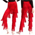 thumbnail image 1 of TiaoBug Womens Tassels Latin Dance Pants Ballroom Rumba Tango Salsa Practice Performance Pants Red M, 1 of 7