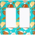 thumbnail image 2 of Metal Light Switch Wall Plate Outlet Cover (Mocha Coffee Bean Espresso Cup Cappuccino Teal - Double Rocker), 2 of 2