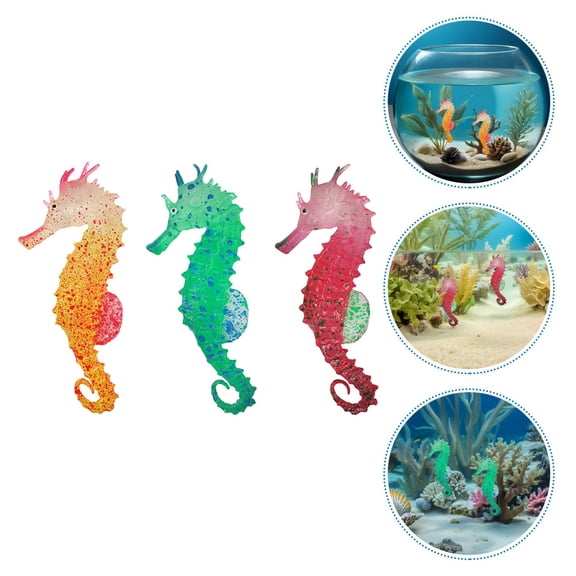 GAXIRE 6Pcs Lifelike Silicone Sea Horse Aquarium Decor Floating Artificial Ornaments for Fish Tank