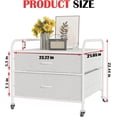 thumbnail image 3 of 2 Drawer Dresser, 120LBS Fabric Storage Tower, 2 Drawer Storage Cart, Mini Fridge Stand with Storage, Metal Frame Iron Top, 4 Swivel Wheels for Home Kitchen, White, 3 of 16