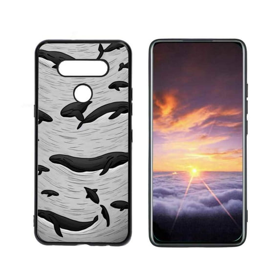 Compatible with LG Q51 Phone Case, Whales-7 Case Men Women, Flexible Silicone Shockproof Case for LG Q51