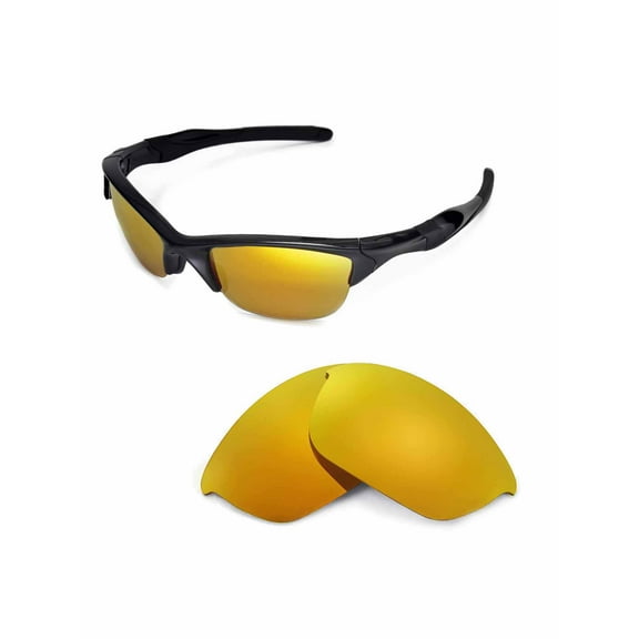 Walleva 24K Gold Polarized Replacement Lenses for Oakley Half Jacket 2.0 Sunglasses