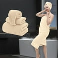 thumbnail image 4 of Tahtuvzn Towels Bath Sheets Large Shower Cap Set of 3 Oversized Sheet Soft Absorbent Bathroom Towel Microfiber Quick Dry for Hotel Gym, 4 of 5