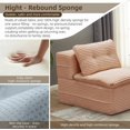 thumbnail image 6 of 80" Folding Sofa Bed King Sleeper Sofa with Chaise Lounge, 2-in-1 Convertible Corduroy Boneless Couch with Blanket, Modern Loveseat Couches for Living Room, No Assembly Couch, Pink, 6 of 8