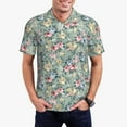 thumbnail image 3 of Balery Rose Flowers Printed Men’s Short Sleeve Polo Shirt, Midweight Men's Shirt,Golf Polo shirts -Small, 3 of 9