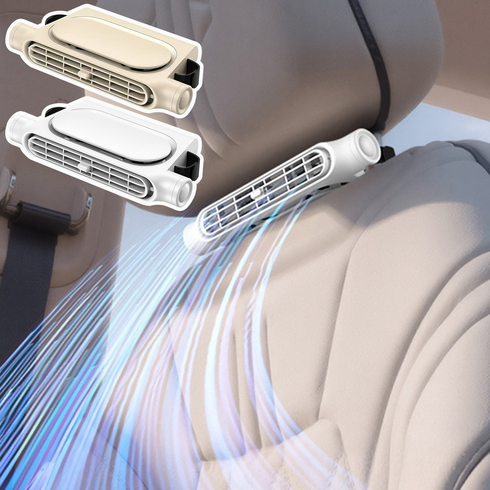 Car Cooling Fan for Seats USB Rechargeable Portable Air Circulator with 3 Adjustable Speeds,Bladeless Mini Fan for Front Back Seat, SUV, RV, Truck - Ideal for Summer Travel, Road Trips & Hot Weather