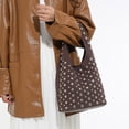 thumbnail image 5 of HUISZJ Stylish Studded Shoulder Bag, rendy Shoulder Bag, Large Capacity Tote Handbag for Women Work Shopping Travel (Coffee), 5 of 10