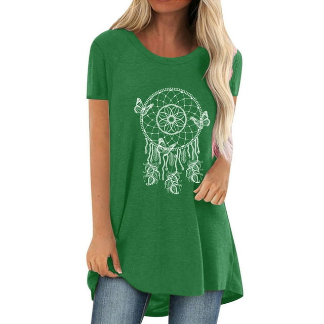 Pompotops Mode Femmes T-Shirt Imprimé Col Rond Manches Courtes Tee Décontracté Blouse