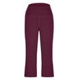 thumbnail image 5 of Capri Pants for Women High Waisted Yoga Pants with Pockets - Cropped Workout Leggings for Athletic, Casual Summer Wine XL, 5 of 6