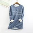 thumbnail image 2 of CZHJS Fleece Sherpa Line Loungewear Loose Tunic Round Neck Pullover Plus Size Tops Long Sleeve T Shirts Womens Fall Fashion Solid Color Sweatshirts Western Tops&nbsp; Blue XXXXXL, 2 of 6